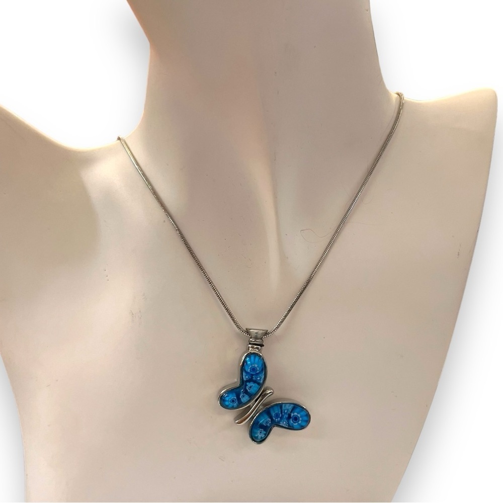 Glass Art Stainless Butterfly Necklace